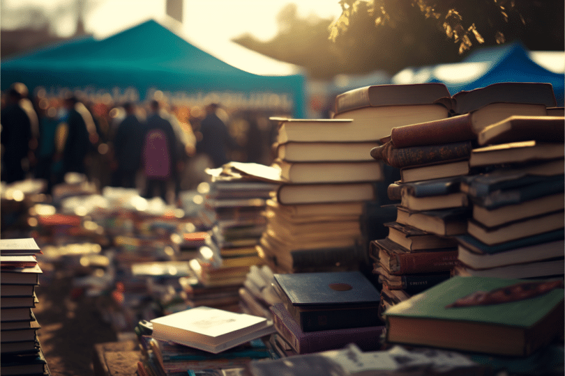Bücherflohmarkt und Trödelmarkt auf dem Riehler Gürtel in Köln-Riehl