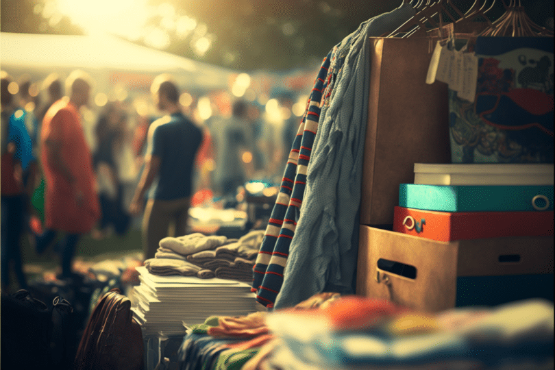 Flohmarkt am Parkplatz der Vestlandhalle in Recklinghausen